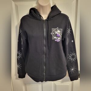 Disney Hoodie 100 Anniversary Embroidered Black EUC Zip Up Women's size XS